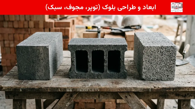 ابعاد و طراحی بلوک (توپر، مجوف، سبک)