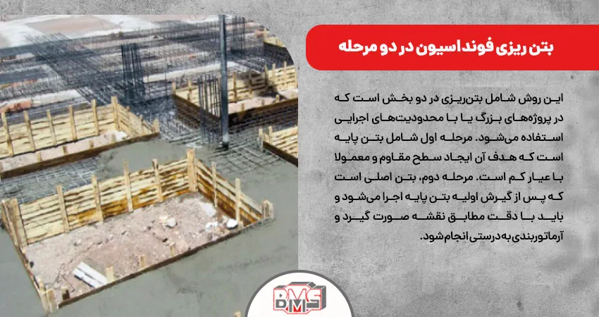 بتن ریزی فونداسیون در دو مرحله
